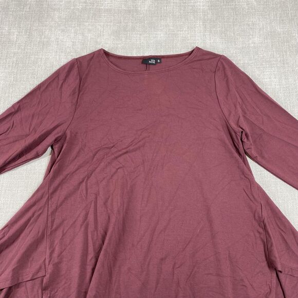 Lisa Bayne Tunic Shirt Womens Small Asymmetrical Hem 3/4 Sleeve Made in USA - Picture 2 of 10